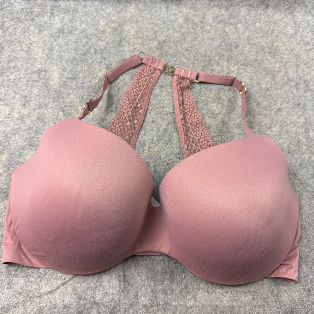 Victoria's Secret Incredible Lined Demi Bra 36DDD Mauve Lace Racerback 398030-ME